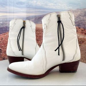 Free People White Patent Leather Western Boots